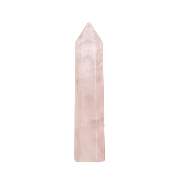 Point Tower Natural Rose Quartz Home Display Decoration, Healing Stone Wands, for Reiki Chakra Meditation Therapy Decors, Hexagon Prism, 10x50mm
