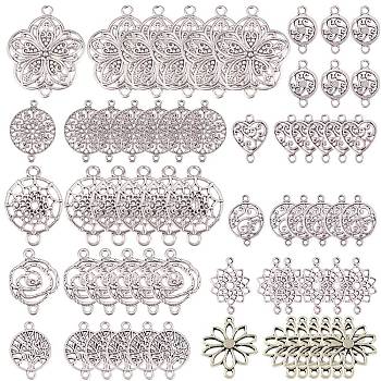 Tibetan Style Alloy Links, Mixed Shapes, Antique Silver, 74x72x17mm