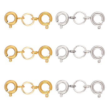 6Pcs 2 Colors 304 Stainless Steel Spring Ring Clasps, with Jump Rings, Platinum & Golden, 21mm, 3pcs/color
