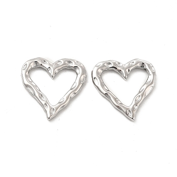 304 Stainless Steel Linking Ring, Hammered, Heart, Stainless Steel Color, 19x18.5x2mm, Inner Diameter: 12.5x14mm