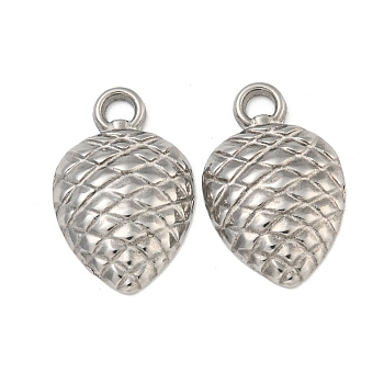 Non-Tarnish 304 Stainless Steel Pendants, Teardrop Charms, Stainless Steel Color, 19x12x3.5mm, Hole: 2.2mm