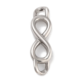 Tarnish Resistant 304 Stainless Steel Infinity Links, for Leather Cord Bracelets Making, Stainless Steel Color, 35x10.5x5mm, Hole: 3.5x4.5mm