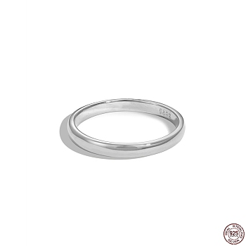 Rhodium Plated 925 Sterling Silver Stackable Rings, Plain Band Rings, with S925 Stamp, Real Platinum Plated, US Size 7(17.3mm) , 2.5mm