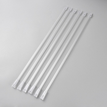 Acrylic Window Blind Tilt Rod, with Hook and Handle, Clear, 427~435x12x12mm, Hole: 2.3mm, Inner Diameter: 5mm, 6pcs/set