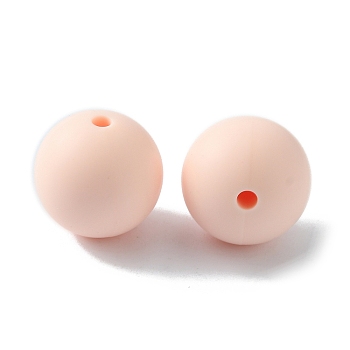 Food Grade Eco-Friendly Silicone Beads, Round, Misty Rose, 15mm, Hole: 2mm