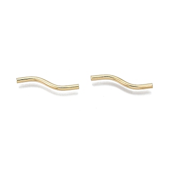Brass Tube Beads, Nickel Free, Twist, Real 18K Gold Plated, 25x2mm, Hole: 1.2mm