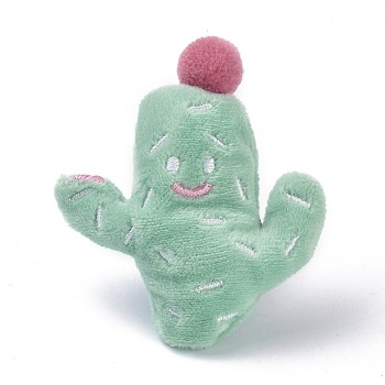 Cartoon Cactus Non Woven Fabric Brooch, PP Cotton Plush Doll Brooch for Backpack Clothes, Dark Sea Green, 74x63x20mm