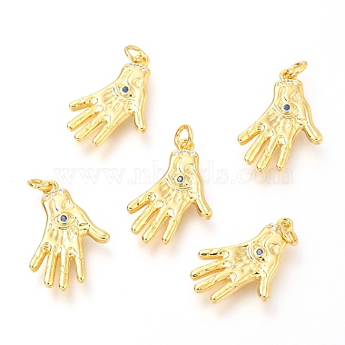 Real 18K Gold Plated Royal Blue Palm Brass+Cubic Zirconia Pendants