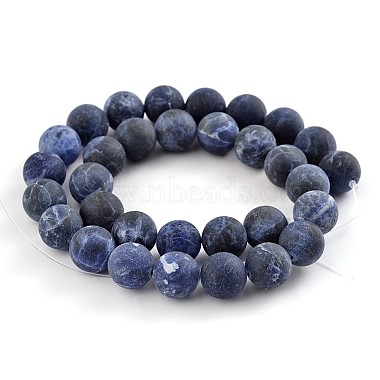 Frosted Natural Sodalite Round Bead Strands(G-F231-01-6mm)-2