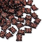 Opauqe Acrylic Beads, Red Color Enlaced, Butterfly, 11x14.5x5mm, Hole: 1.8mm, about 40pcs/20g(X1-OACR-P029-08A-01)