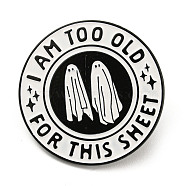 Halloween Sheet Ghost Alloy Enamel Pin Brooch, for Backpack Clothes, White, 30x1.5mm(JEWB-B016-01EB)