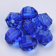 Transparent Acrylic Beads, Faceted, Round, Blue, 8x7mm, Hole: 1.5mm, about 1920pcs/500g(TACR-Q256-8mm-V44)