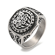 304 Stainless Steel Ring, Symbol, Inner Diameter: 19mm(RJEW-B055-04AS-07)