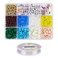 DIY Jewelry Making Kits, Including Glass Bugle & ABS Plastic & Handmade Polymer Clay & Acrylic Beads, Elastic Crystal Thread, Mixed Color, Beads: 730~750pcs/set(DIY-YW0004-06)