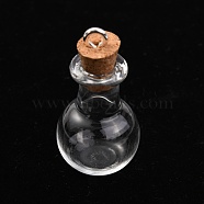 Glass Bottle Pendants, with Soft Wooden Plug, Openable Bottle, Refillable Bottles, Clear, 33.5mm, Hole: 2.5mm(GLAA-H105-11)