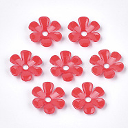 Opaque AS Plastic Bead Caps, 6-Petal, Flower, Red, 33.5x31.5x6.5mm, Hole: 5.5mm, about 350pcs/500g(MACR-S365-06A)