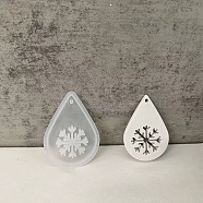 DIY Silicone Pendant Molds, Resin Casting Molds, for UV Resin, Epoxy Resin Jewelry Making, Teardrop, For Christmas, White, Snowflake, 82.5x59x8mm, Hole: 2mm(DIY-A051-01C)