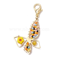Glass Beads Pendant Decorations, with 201 Stainless Steel Pendants and Zinc Alloy Lobster Claw Clasps, Colorful, 58mm(HJEW-MZ00044)