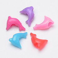 Plastic Beads, Dolphin, Mixed Color, 13.5x10x5.5mm, Hole: 3.5mm, about 263pcs/50g(X-MACR-S272-44)