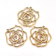 Tibetan Style Alloy Pendants, Rose, Antique Golden, Lead Free and Cadmium Free and Nickel Free, 43x39x2mm, Hole: 2mm(X-GLF10554Y-NF)