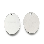 201 Stainless Steel Oval Stamping Blank Tag Pendants, One Side Polishing, Stainless Steel Color, 32x22x1mm, Hole: 2mm(STAS-R064-03)