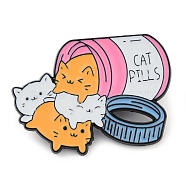 Cat Can Zinc Alloy Enamel Pin Brooch, Hot Pink, 24x30.5mm(JEWB-C034-05D-EB)