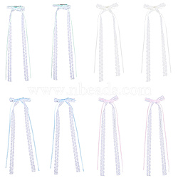 8Pcs 4 Colors Lace Bowknot Polyester Alligator Hair Clips, for Wedding Women and Girls, Mixed Color, 265~315x90x10.5mm, 2pcs/color(PHAR-CY0001-01)