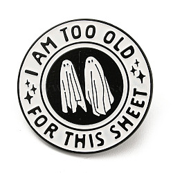 Halloween Sheet Ghost Alloy Enamel Pin Brooch, for Backpack Clothes, White, 30x1.5mm(JEWB-B016-01EB)