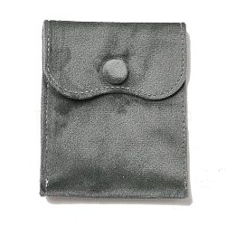 Velvet Jewelry Pouches, Jewelry Gift Bags with Snap Button, for Ring Necklace Earring Bracelet Storage, Rectangle, Gray, 9.9x7.9x0.2cm(ABAG-K001-01B-03)