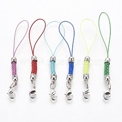 Polyester Cord Mobile Straps, with Zinc Alloy Findings, Platinum, Mixed Color, 90mm(MOBA-F003-A-P)