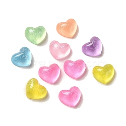 Transparent Resin Decoden Cabochons with Glitter Powder, Mixed Color, Heart, 10.5x12.5x6mm(RESI-E053-08C)