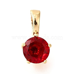 Brass Micro Pave Cubic Zirconia Charms, Cadmium Free & Nickel Free & Lead Free, Flat Round, Real 18K Gold Plated, 12.5x7x6mm, Hole: 3x3.5mm(KK-D356-05C-G)