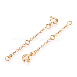 Brass Cable Chain Chain Extender, End Chains with Spring Ring Clasps, Real 18K Gold Plated, 55x2mm(KK-ZX024-36G-B)