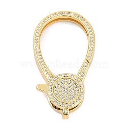 Brass Micro Pave Cubic Zirconia Lobster Claw Clasps, Real 18K Gold Plated, 41.5x22.5x7.5mm(KK-M311-28G-03)