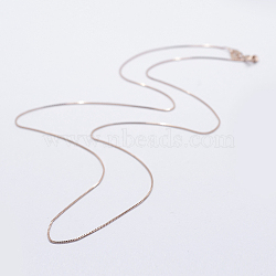 925 Sterling Silver Box Chain Necklaces, with Spring Ring Clasps, Carved 925, Rose Gold, 18 inch(45cm), 0.65mm(STER-F039-45cm-03RG)