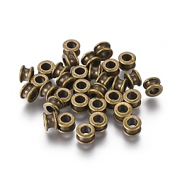 Large Hole Beads, Tibetan Style European Beads, Lead Free & Cadmium Free & Nickel Free, Flat Round, Antique Bronze, 6.5mm in diameter, 4mm thick, hole: 3mm(MLFH10297Y-NF)