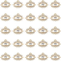 50Pcs Alloy Pendants, with Rhinestone, Light Gold, Cadmium Free & Lead Free, Horse Charms Eye, Crystal, 14x18.5x3.5mm, Hole: 1mm(FIND-FH0004-63)
