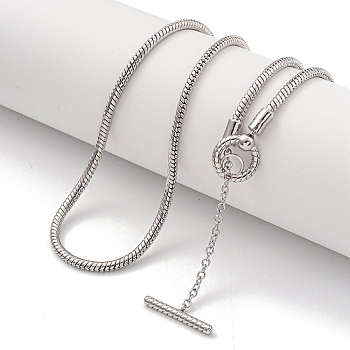 Brass Snake Chain Necklaces for Women, Platinum, 20.08 inch(510mm)