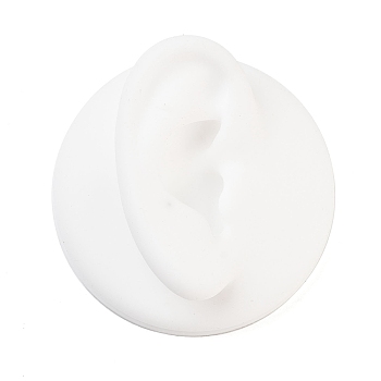 Right Soft Silicone Ear Displays Mould, Earrings Ear Stud Display Teaching Tools for Piercing Suture Acupuncture Practice, White, 6.4x2.5cm