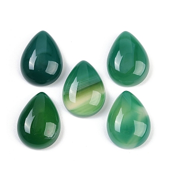 Natural Green Onyx Agate(Dyed & Heated) Cabochons, Teardrop, 20~20.5x15~15.5x6.5~7mm