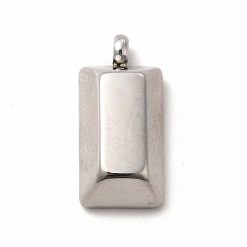 304 Stainless Steel Pendants, With Jump Rings, Rectangle, Stainless Steel Color, 15.5x7.5x5mm, Hole: 1.8mm