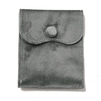 Velvet Jewelry Pouches, Jewelry Gift Bags with Snap Button, for Ring Necklace Earring Bracelet Storage, Rectangle, Gray, 9.9x7.9x0.2cm