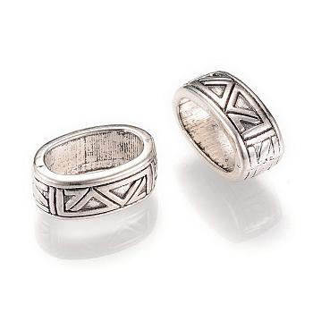 Tibetan Style Alloy Slide Charms, Oval, Antique Silver, 6x15x10mm, Hole: 6x11mm