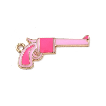 West Cowboy Theme Golden Plated Alloy Enamel Pendants, Gun, 31x16x2mm, Hole: 1.8mm