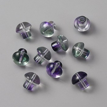 Transparent Glass Beads, Mushroom, Indigo, 13.5x13.5mm, Hole: 1.6mm