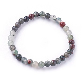 Natural African Bloodstone Beads Stretch Bracelets, Round, 1-7/8 inch~2-1/8 inch(4.9~5.3cm), Beads: 6~7mm