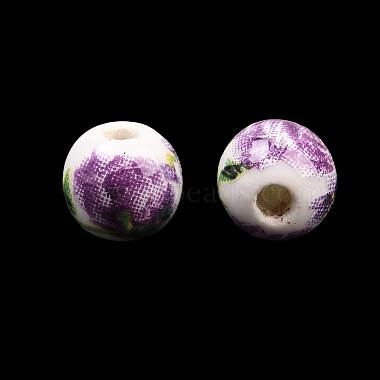 花柄プリントの磁器ビーズ(PORC-Q199-6mm-01)-4