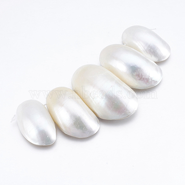 35mm Oval White Shell Beads