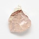 Natural Bezel Raw Rough Gemstone Rose Quartz Pendants(G-M040-M09)-2
