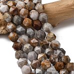 Natural Gobi Agate Beads Strands, Star Cut Round Beads, Faceted, 9~10x9~10x9~10mm, Hole: 1~1.4mm, about 38~40pcs/strand, 14.88''15.08''(37.8~38.3cm)(G-Z119-A36-03)